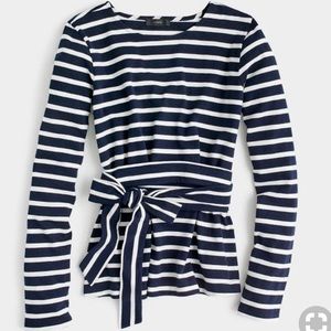 Jcrew Belted Cross-back Top Striped Size S